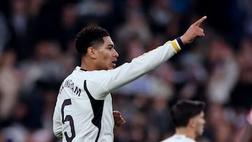 Soccer Football - LaLiga - Real Madrid v Almeria - Santiago Bernabeu, Madrid, Spain - January 21, 2024 Real Madrid's Jude Bellingham celebrates scoring their first goal REUTERS/Isabel Infantes