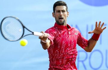 Belgrade (Serbia), 13/06/2020.- (FILE) - Novak Djokovic of Serbia plays a forehand against Viktor Troicki of Serbia during their match for the Adria Tour tennis tournament in Belgrade, Serbia, 13 June 2020 (re-issued 23 June 2020). Djokovic released a sta