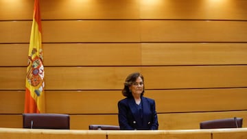 La vicepresidenta primera, Carmen Calvo, en el Senado.