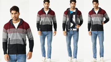 Chaqueta larga de punto con capucha para hombre