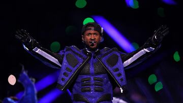 Usher performs onstage during the Apple Music Super Bowl LVIII Halftime Show.  Jamie Squire/Getty Images/AFP (Photo by JAMIE SQUIRE / GETTY IMAGES NORTH AMERICA / Getty Images via AFP)