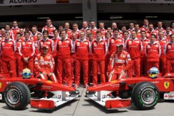 Ferrari al completo en la primera temporada de Alonso, la de 2010.