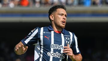 Lucas Ocampos celebrates his goal 1-2 of Monterrey during the Quarter final second leg match between Pumas UNAM and Monterrey as part of the Liga BBVA MX, Torneo Apertura 2024 at Olimpico Universitario Stadium on December 01, 2024 in Mexico City, Mexico.