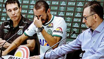 Ruschel, en una rueda de prensa poco después del accidente