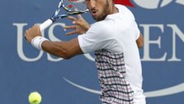 Funciona el revés. Feliciano, en su partido contra Fognini.