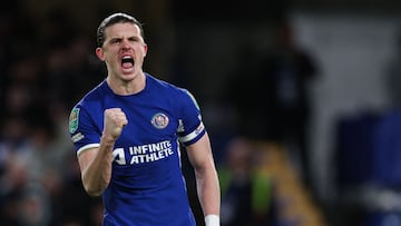 Conor Gallagher celebra un gol como jugador del Chelsea.