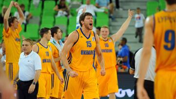 Viacheslav Kravtsov, nuevo jugador del Burgos de la ACB, con la selección de Ucrania en el EuroBasket 2013.
