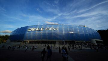 SAN SEBASTIAN, SPAIN - AUGUST 21: A general view outside the stadium prior to the LaLiga Santander match between Real Sociedad and FC Barcelona at Reale Arena on August 21, 2022 in San Sebastian, Spain. (Photo by Juan Manuel Serrano Arce/Getty Images)