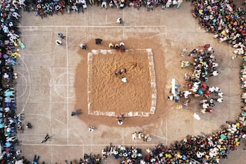 Fotografías de la lucha tradicional de Mali durante el festival de Bamako en las orillas del río Níger.