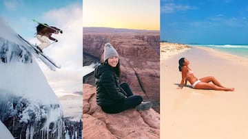 La bloguera e Instagramer Nikki Donnelly esquiando, en lo alto de una monta&ntilde;a y en la playa. 