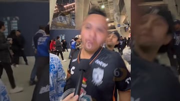 El momento en el que un aficionado de Pachuca es agredido mientras era entrevistado en el BBVA
