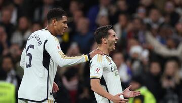 Brahim celebró así el 1-0 con Bellingham.