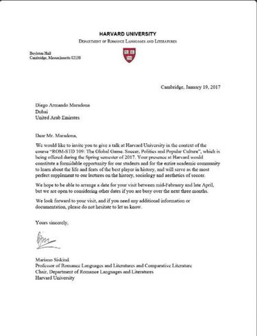 Diego Armando Maradona dará ''clases'' en Harvard