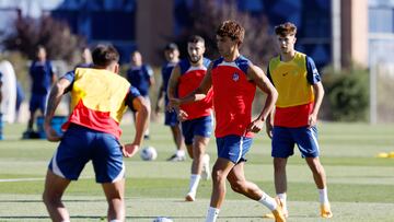 João Félix, durante el entrenamiento del Atlético de hoy.