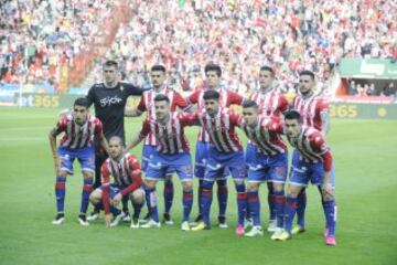 Once del Sporting. De pie: Cuéllar, Sergio Álvarez, Meré, Luis Hernández y Guerrero. Agachados: Rachid, Lora, Jony, Carmona , Sanabria e Isma López.