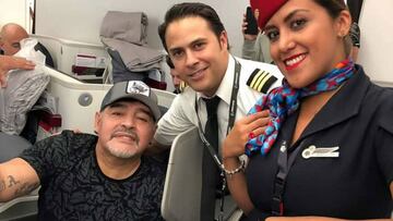 Diego Armando Maradona ya lleg&oacute; a M&eacute;xico