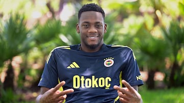ISTANBUL, TURKIYE - JULY 24: New signing of Fenerbahce Jhon Duran poses for a photo during an interview in Istanbul, Turkiye on July 24, 2025. (Photo by Serhat Cagdas/Anadolu via Getty Images)