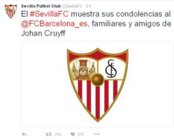 El mundo del deporte despide a Johan Cruyff en las redes sociales