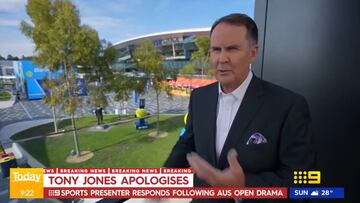 Tony Jones, en la emisión de Channel 9 desde el Open de Australia.