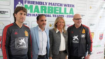 PRESENTACI&Oacute;N EN MARBELLA DEL FRIENDLY MATCH WEEK CON JULEN GUERRER,  LA ALCALDESA DE MARBELLA, ANGELES MU&Ntilde;OZ, EL SELECCIONADOR LUIS DE LA FUENTE Y ANDR&Eacute;S ROLD&Aacute;N DE  MARBELLA FOOTBALL CENTER