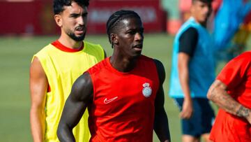 Chiquinho, nuevo jugador del Real Mallorca en su primer entrenamiento con la plantilla.