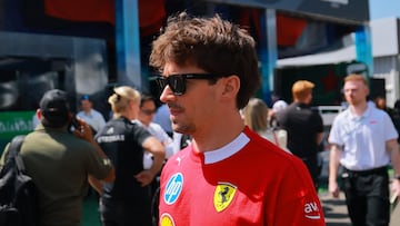 Formula One F1 - Mexico Grand Prix - Autodromo Hermanos Rodriguez, Mexico City, Mexico - October 24, 2025 Ferrari's Charles Leclerc arrives before practice REUTERS/Eloisa Sanchez