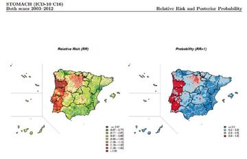 El mapa del cáncer de España y Portugal tiene sorprendentes patrones en los dos países.