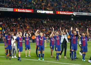 El Barcelona celebró el título de Liga.