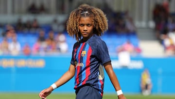 Vicky López en su debut con el Barcelona.