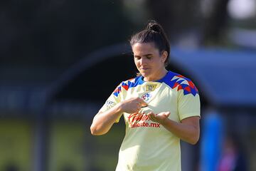 Andrea Pereira celebra su gol 2-0 de América el partido America vs Necaxa, correspondiente a la Jornada 14 del Torneo Apertura 2023 de la Liga BBVA MX Femenil, en Cancha Centenario, el 12 de Octubre de 2023