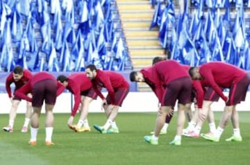 Así ha sido el entrenamiento del Atlético en Leicester