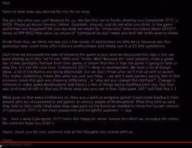 El gameplay de Cyberpunk 2077 esconde un mensaje oculto