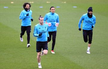 Marcelo reaparece muy activo en el entrenamiento del Madrid