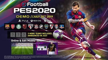 Demo de eFootball PES 2020 el 30 de julio: 11 primeros equipos confirmados