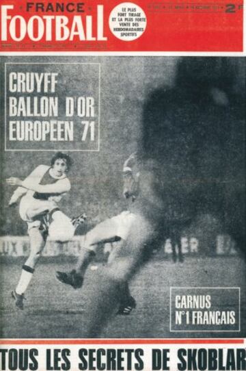 La portada de France Football anunciando el Balón de Oro de 1971.