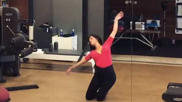 Georgina Rodríguez baila en el gimansio de su casa junto a Cristiano Ronaldo Jr.