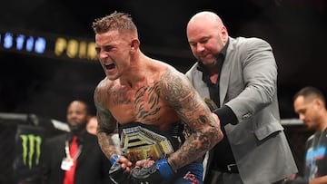 Dustin Poirier después de uno de sus triunfos ante Conor McGregor.