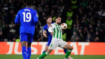 Borja Iglesias, ante el Rangers.