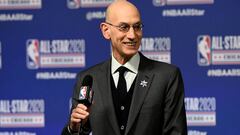 CHICAGO, ILLINOIS - FEBRUARY 15: NBA Commissioner Adam Silver speaks to the media during a press conference at the United Center on February 15, 2020 in Chicago, Illinois. NOTE TO USER: User expressly acknowledges and agrees that, by downloading and or using this photograph, User is consenting to the terms and conditions of the Getty Images License Agreement. (Photo by Stacy Revere/Getty Images)  PUBLICADA 04/06/20 NA MA25 2COL  PUBLICADA 27/06/20 NA MA33 1COL