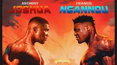 Cartel del combate entre Anthony Joshua y Francis Ngannou.