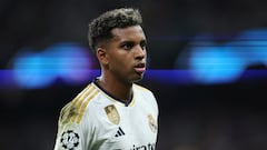 FILE PHOTO: Soccer Football - Champions League - Group C - Real Madrid v 1. FC Union Berlin - Santiago Bernabeu, Madrid, Spain - September 20, 2023  Real Madrid's Rodrygo reacts REUTERS/Isabel Infantes/File Photo