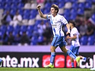 Iker Moreno celebrates his goal 1-0 of Puebla during the 13th round match b etween Puebla and FC Juarez as part of the Liga BBVA MX Varonil, Torneo Clausura 2026 at Cuauhtemoc Stadium, on April 03, 2026 in Puebla, Mexico.