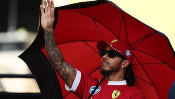 Formula One F1 - Bahrain Grand Prix - Bahrain International Circuit, Sakhir, Bahrain - April 13, 2025 Ferrari's Lewis Hamilton during the drivers parade before the race REUTERS/Hamad I Mohammed