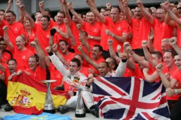 Celebración del equipo tras el Gran Premio de Malasia. 