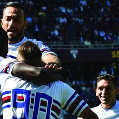 Duván Zapata marca su primer gol con Sampdoria