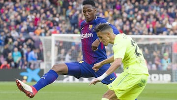 Yerry Mina jugar&aacute; con Digne como pareja de centrales as&iacute; como en el debut como titular en el Barcelona 