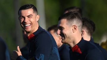 Cristiano Ronaldo, durante un entrenamiento con Portugal.