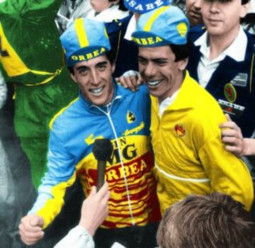 Pedro Delgado junto a Peio Ruiz Cabestany en la Vuelta de 1985.