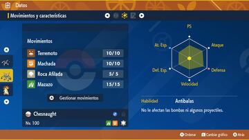 pokemon escarlata purpura teraincursion chesnaught teratipo roca 7 estrellas