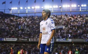 Gaku Shibasaki of CD Tenerife looks on during La Liga 2 play off round between CD Tenerife and Getafe CF at Heliodoro Rodriguez Lopez Stadium on June 21, 2017 in Tenerife, Spain.